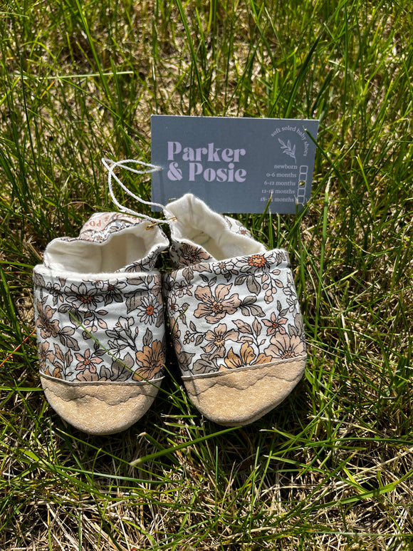 Vintage floral Parker & Posie baby shoes