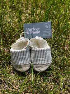 Striped linen Parker & Posie baby shoes