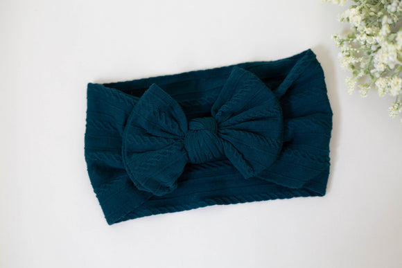 Cable knit bow headbands