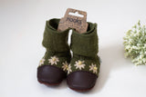 Nooks wool booties: Fall daisy embroidered