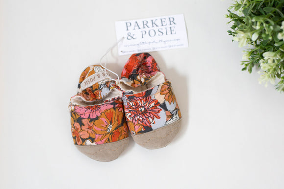 Parker & Posie retro floral soft soled baby shoes