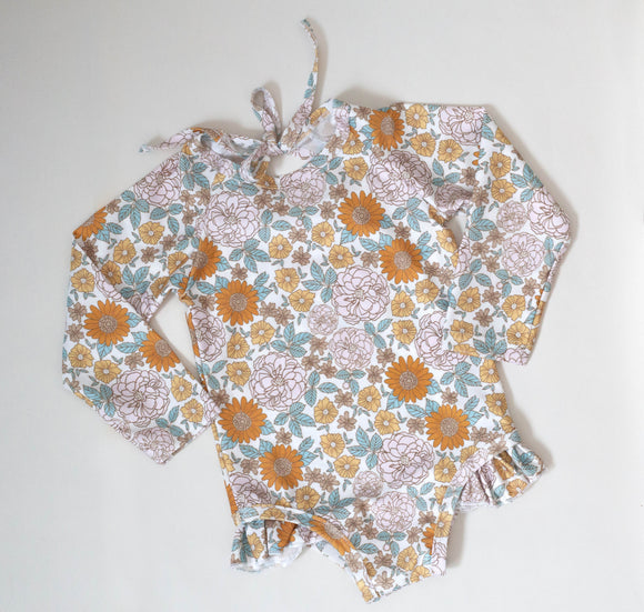 Toddler retro floral bathing suit