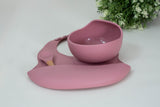 Dusty rose bib, bowl & spoon set