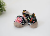 Parker & Posie dark floral soft soled baby shoes