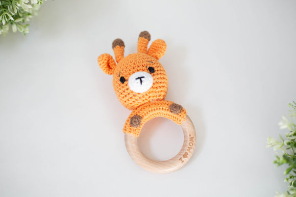 Crocheted giraffe rattle