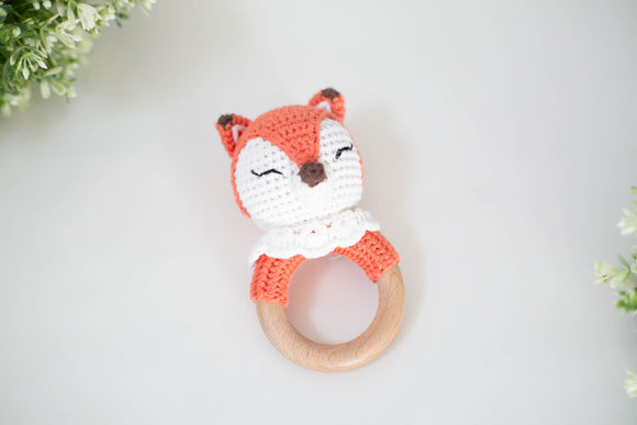 Crocheted fox rattle