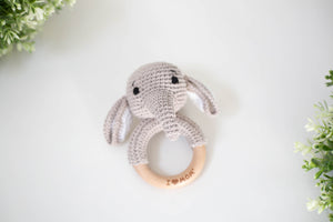 Crocheted elephant rattle