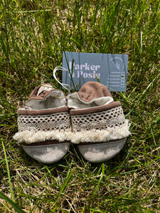 Coffee clay with fringe Parker & Posie baby shoes